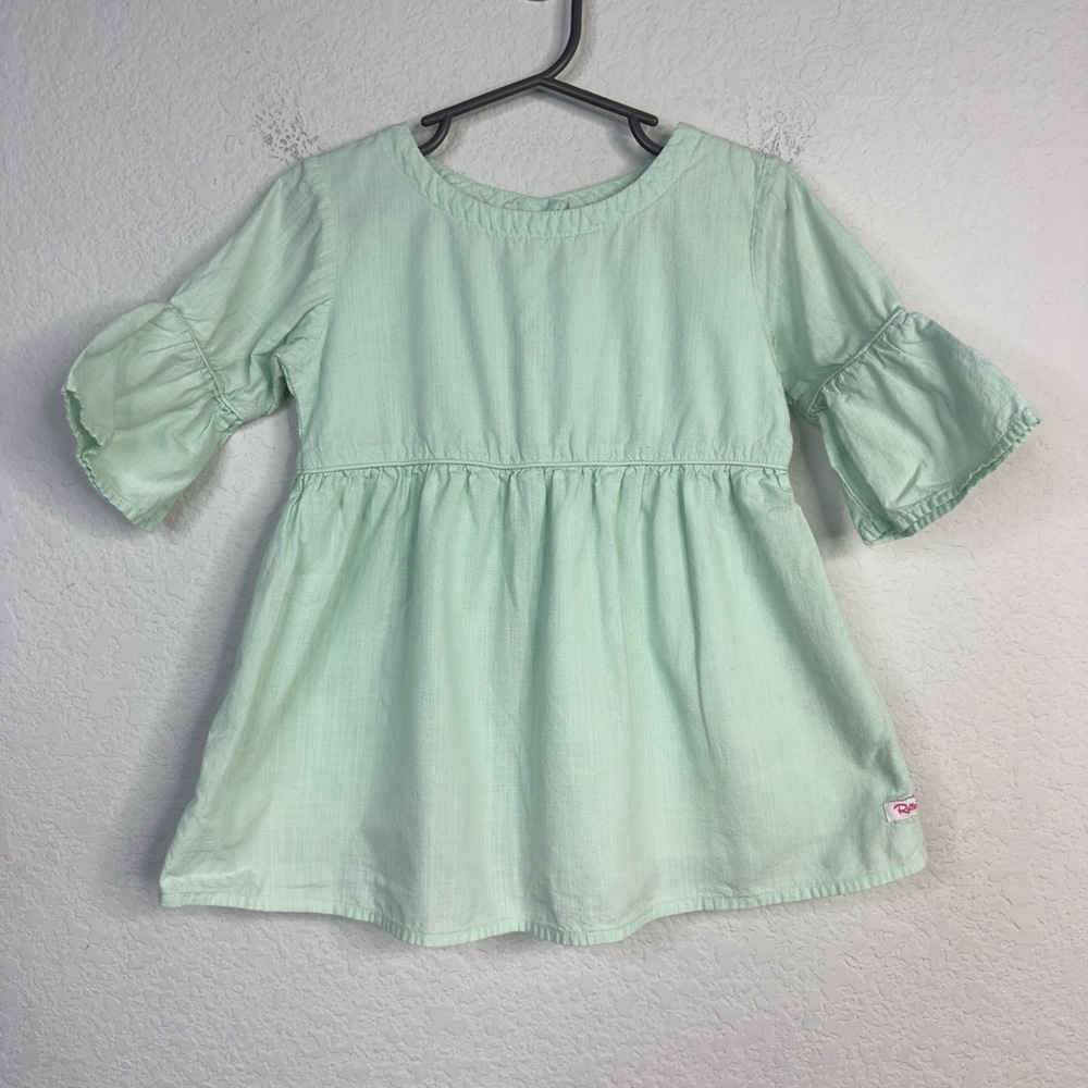 Ruffle Butts Dress Girls 4T‎ Green Ruffle Sleeve A-Line Boho Casual Whimsical